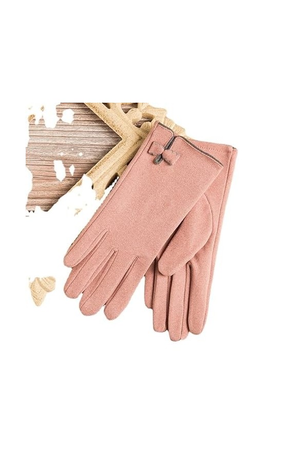 YARKIM Gants dhiver chauds en cuir léger pour femme, rose pâle, taille unique