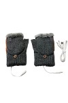 Moufles en laine pour femme - Gants électriques USB tricotés à doigts nus - En velours - Chaud - Protection contre le froid -