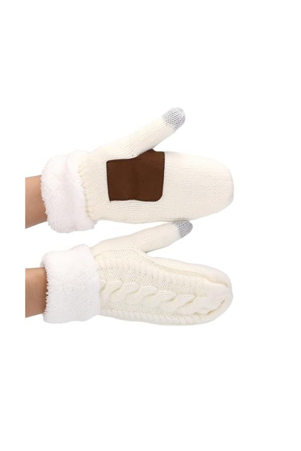 Mumuve Gants tactiles pour adultes - Mitaines chaudes avec poignets en peluche - Moufles décoratives pour femme - Fournitures