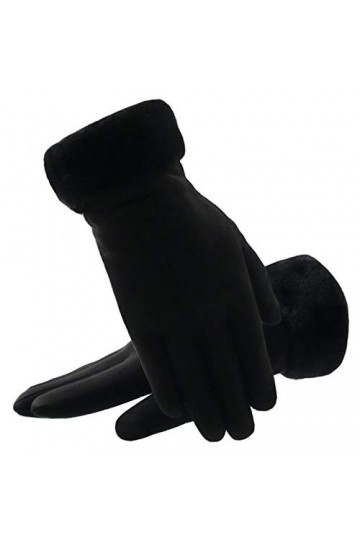 AiKoch Gants dhiver for Les Femmes À Écran Tactile Lady Chaud en Peluche Intérieur Gants Finger Femme Gants dhiver Soft Bla