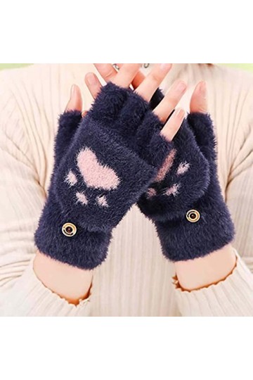 YJLGMM Gants à écran Tactile Chaleureux de pour Femmes Cute Cat Cat Sensory Gants sans Doigts Gants de Couvercle de flucche e