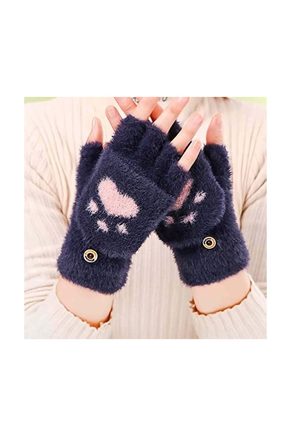 YJLGMM Gants à écran Tactile Chaleureux de pour Femmes Cute Cat Cat Sensory Gants sans Doigts Gants de Couvercle de flucche e