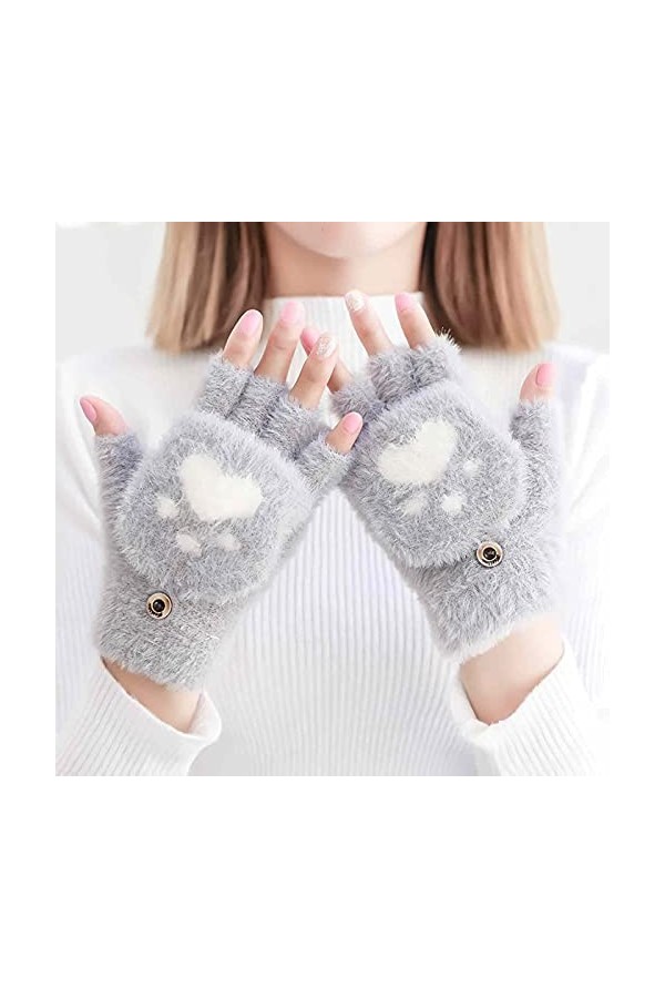 YJLGMM Gants à écran Tactile Chaleureux de pour Femmes Cute Cat Cat Sensory Gants sans Doigts Gants de Couvercle de flucche e
