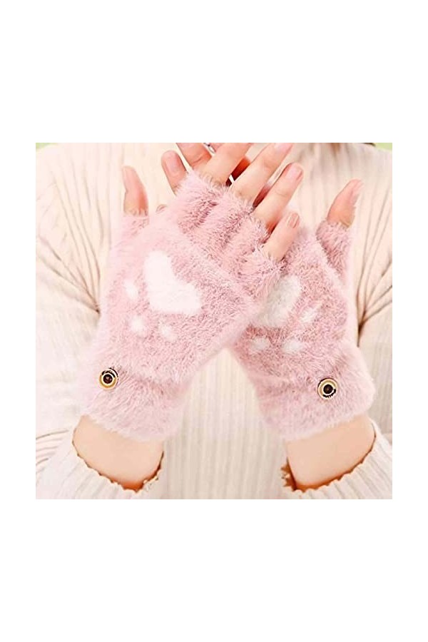 YJLGMM Gants à écran Tactile Chaleureux de pour Femmes Cute Cat Cat Sensory Gants sans Doigts Gants de Couvercle de flucche e