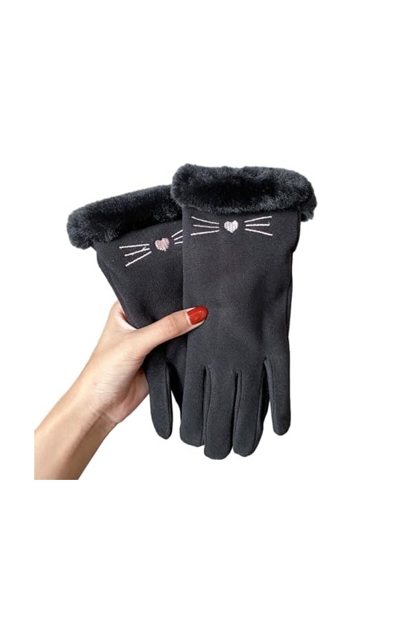SMED Gants de Cyclisme pour Femmes, épais, résistants au Froid, Chauds, en Velours, Coupe-Vent, en Coton, pour écran Tactile,