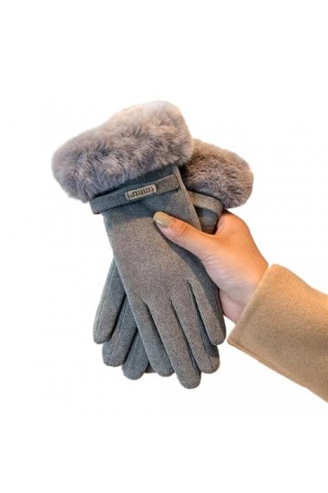 SMED Gants de Cyclisme pour Femmes, Chaleur Froide et Velours, Coupe-Vent, écran Tactile, Coton, Gris