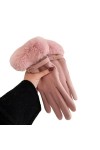 SMED Gants de Cyclisme pour Femmes, Chaleur Froide et Velours, Coupe-Vent, écran Tactile, Coton, Gris
