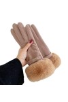 SMED Gants de Cyclisme pour Femmes, Chaleur Froide et Velours, Coupe-Vent, écran Tactile, Coton, Gris