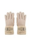 Gants dhiver chauds en peluche brodée pour femme - RkH190, kaki, taille unique