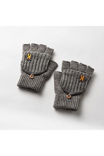 Gants sans doigts tricotés pour lhiver, Gants demi-doigts tricotés pour lhiver pour hommes et femmes avec logo lettre K, Ga