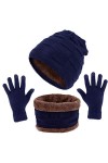 TAGVO Hiver Tricotés Ensemble Bonnet Écharpe Gants Décran Tactile 3 en 1, Doublure Molleton Doux Ski Bonnet Épais Chaud Cach