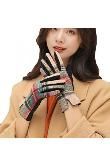 Gants dhiver pour femmes, gants en laine chauds en peluche à rayures colorées classiques, gants déquitation en plein air an