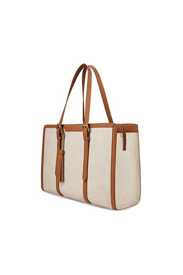 ECOSUSI Sac Cabas Femme Ordi 15,6 Pouces Porte-Documents Sac Cours avec 3 Compartiments, Cartable Enseignant, Grande Capacité