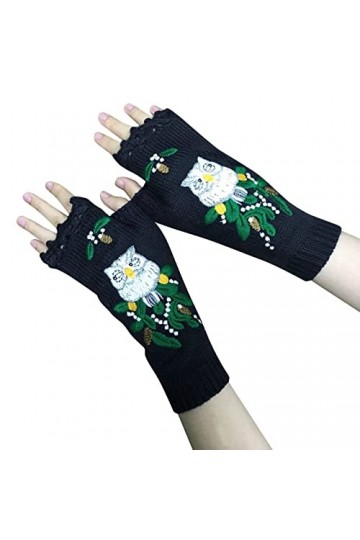 Gants tricotés multicolores pour femme - Pour lautomne et lhiver - Style rétro - En crochet