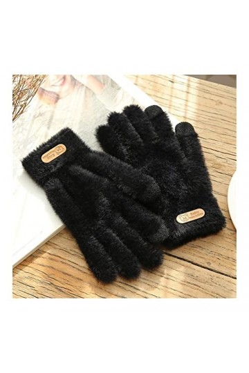 BJQZX Gants dhiver Gants tricotés Hiver Chaud épais écran Tactile Gants de Fourrure Solides for la Tablette de téléphone Por