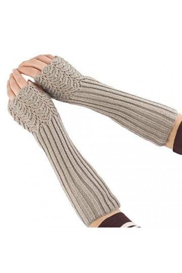 VDONGYUKE Mitaines en crochet avec trou pour le pouce pour femme - Gris -