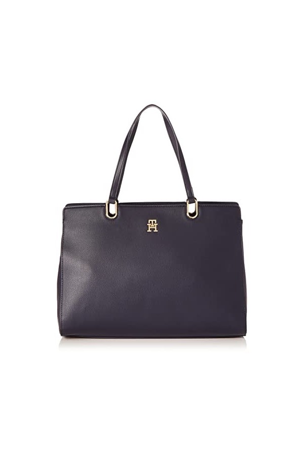 Tommy Hilfiger Sac Femme TH Timeless Satchel Avec Poche Intérieure, Bleu Space Blue , Taille Unique