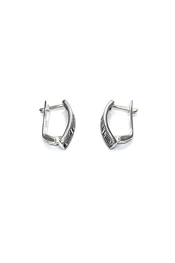 Boucles doreilles élégantes en argent sterling véritable méandres massif poinçonné 925