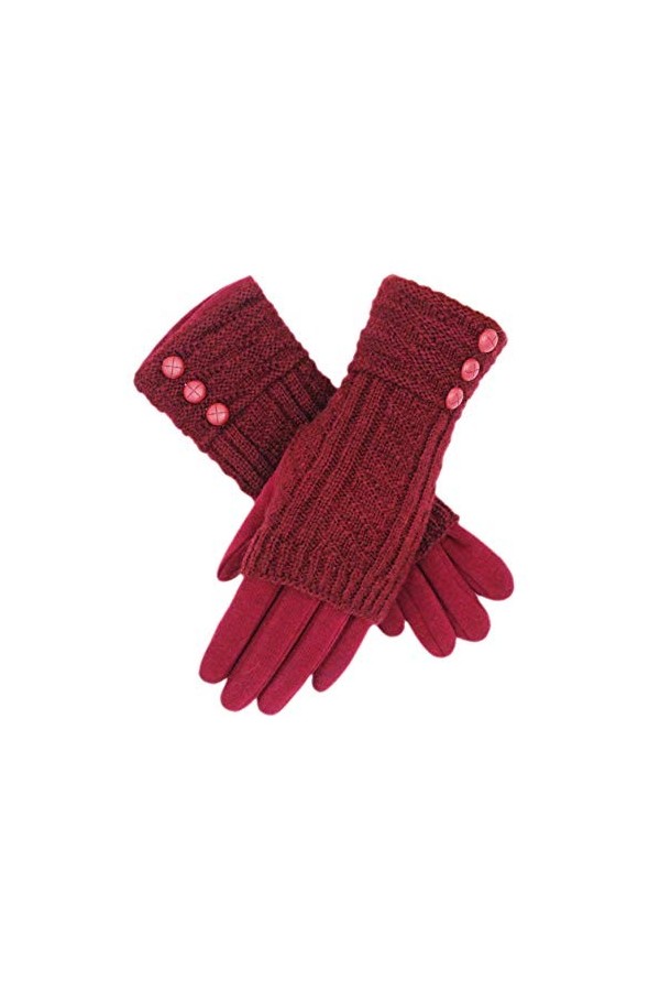 Fadsace Gants dhiver en tricot épais pour écran tactile 2 en 1 - Beige - Taille unique