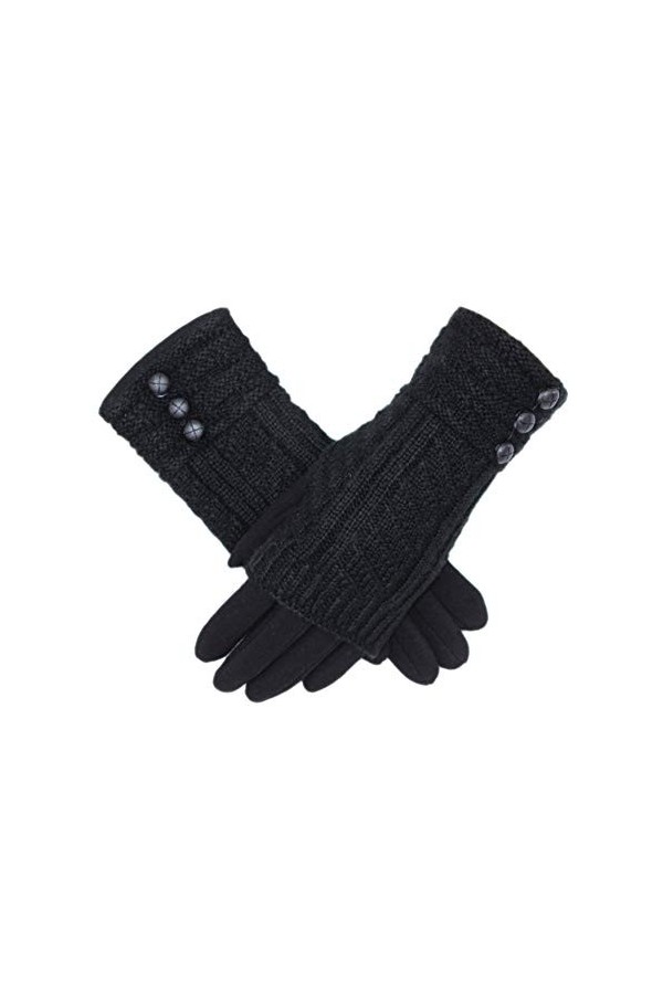 Fadsace Gants dhiver en tricot épais pour écran tactile 2 en 1 - Beige - Taille unique