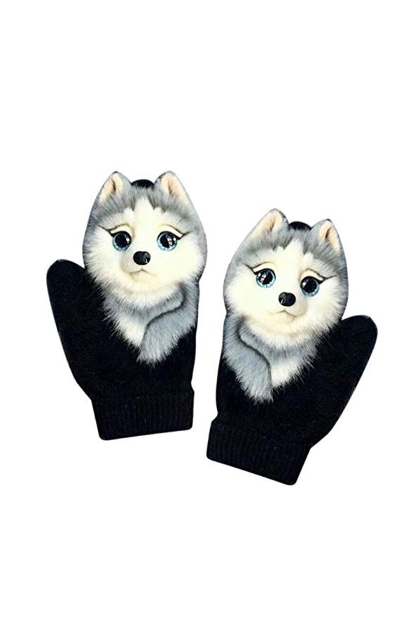 Mizily Gants pour femme - Moufles - Cartoon - Gants dhiver - Gants de cyclisme - Multicolore - 22cm