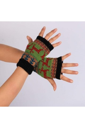 FLYIFE Unisexe Adulte Moufles Femmes Gants Fingerless Mode Tricoté Hiver Chaud Simple Glamorous Mitaines Gants Imprimé Modelé