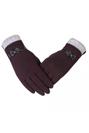TJOIUY Gants dhiver Mode Femmes Gants Automne Hiver Mignon Arc Chaud Mitaines Chaudes Pleine Doigt Mitaines Femmes Cachemire