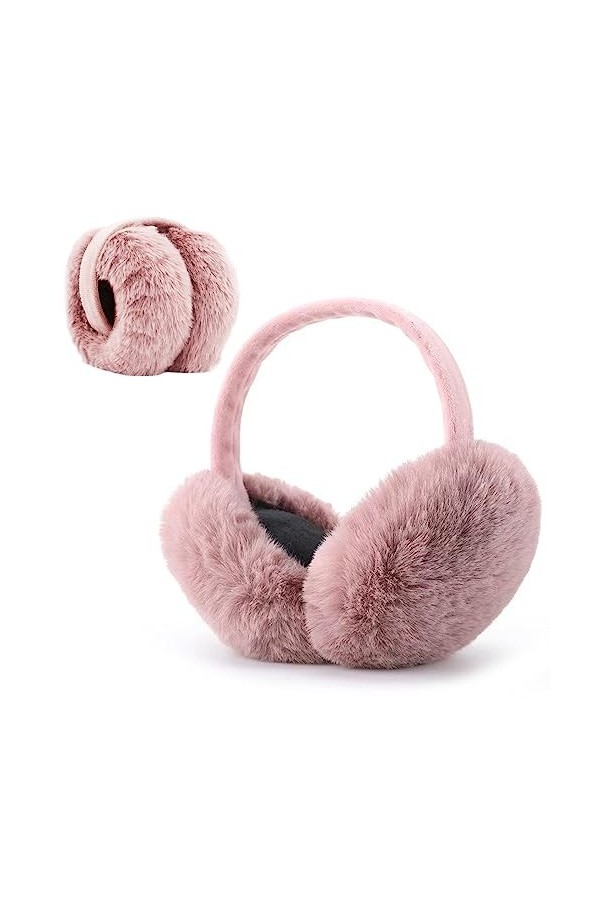 YUANQIAN Cache-oreilles luxueux en fausse fourrure – Cache-oreilles pliables élégants et confortables pour femmes et filles –