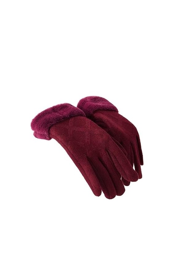 QLSWZC Gants Hiver Femme Chaud Équitation et Conduite Gants en Coton Chaud épaissi, Gants à Cinq Doigts à écran Tactile Anti-