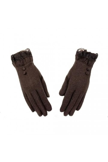 QLSWZC gants hiver femme chaud Écran tactile de broderie de dentelle chaude dautomne et dhiver for femmes, gants de conduit