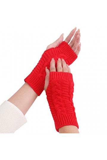 DDMINE Femmes Demi Doigt Gants Hiver Doux Chaud Laine Bras à Tricoter Gants Courts Doux Chaud Mitaines Gants de Travail Colo