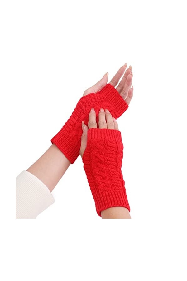 DDMINE Femmes Demi Doigt Gants Hiver Doux Chaud Laine Bras à Tricoter Gants Courts Doux Chaud Mitaines Gants de Travail Colo