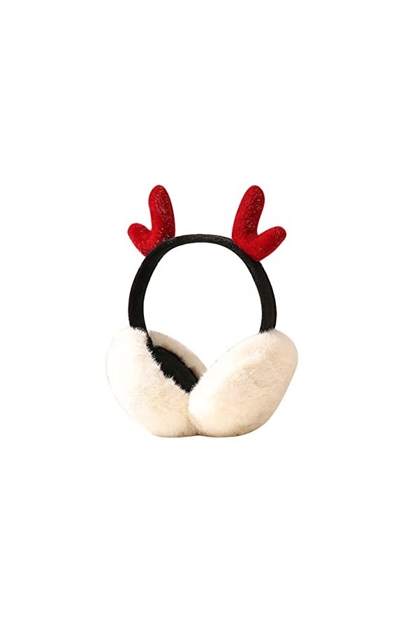 URFEDA Cache-oreilles en peluche douce pour lhiver - Doux - En forme de renne - Pour Noël, renne - Pliable - Réglable - Conf