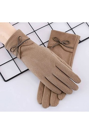 YJLGMM Automne Hiver Mince Section Gardez lécran Tactile Chaud à la Couche Coupe-Vent vélo Bowknot Mignon Jolie élasticité G