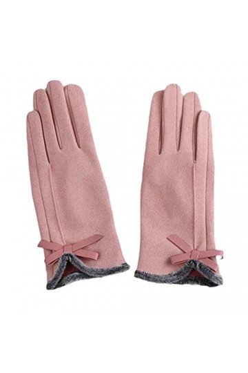 Gants dhiver pour femme, nœud papillon à lintérieur des gants en peluche fine à cinq doigts, gants dhiver chauds coupe-ven
