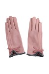 Gants dhiver pour femme, nœud papillon à lintérieur des gants en peluche fine à cinq doigts, gants dhiver chauds coupe-ven