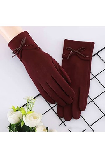 YJLGMM Automne Hiver Mince Section Gardez lécran Tactile Chaud à la Couche Coupe-Vent vélo Bowknot Mignon Jolie élasticité G