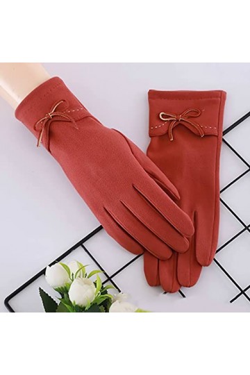 YJLGMM Automne Hiver Mince Section Gardez lécran Tactile Chaud à la Couche Coupe-Vent vélo Bowknot Mignon Jolie élasticité G