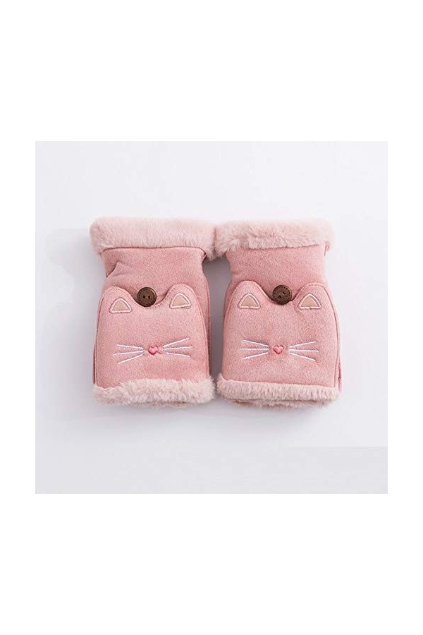 Gants sans Doigts pour Femmes,Mignon Chat Hiver Gants Thermiques pour Fille Gants sans Doigts Écran Tactile Mitaines Tricotée