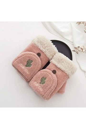 Gants sans Doigts pour Femmes,Hiver Plante Mignonne Gants Thermiques Épais pour Fille Gants sans Doigts Écran Tactile Mitaine