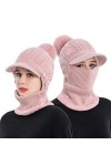 TAGVO Bonnet Echarpe Femme Hiver, Chapeau Écharpe Ensemble Femme, Doublé En Molleton Épais Doux, Bonnet Tricoté Flexible Avec