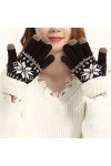 ZNQPLF Gants dhiver À Deux Calques Épais De Cachemire pour Femmes Motif Tricoté De Flocon De Neige Color : Coffee, Gloves S