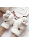 Gants sans Doigts en Peluche Lapin Mignon pour Femmes, Gants sans Doigts en Peluche Chauds dhiver, Gants sans Doigts Chauds 