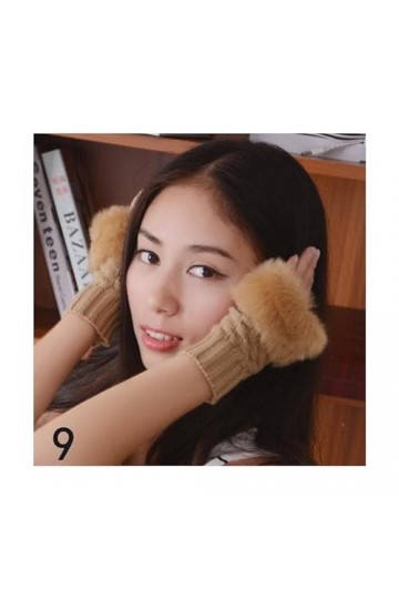 Gants dhiver Hiver Couleur Unie Fausse Fourrure de Lapin Gants Bras Manchon Couverture Plus Chaud sans Doigts Poignet Gants 