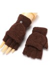 Gants sans Doigts en Tricot - Gants dhiver en Molleton Corail pour Femmes - Gants DExtérieur Extensibles À Écran Tactile Ch