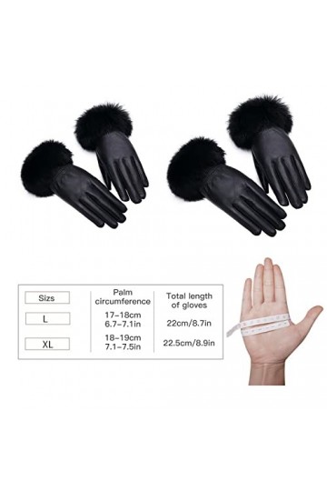 SJDWDX Gants dhiver en cuir véritable pour femme, épais et chaud avec doublure en polaire corail et poignets en fourrure de 