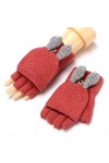 Gants sans Doigts en Tricot - Gants dhiver Mignons pour Femmes avec Demi-Doigts - Gants DExtérieur Extensibles À Écran Tact