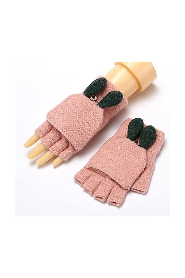 Gants sans Doigts en Tricot - Femmes Hiver Mignon Dessin Animé Chaud Froid Épais Gants Demi-Doigts - Écran Tactile Mitaines E