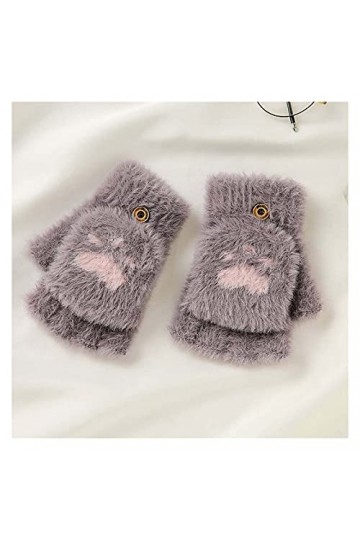 Gants sans Doigts en Tricot - Gants À Demi-Doigts pour Femmes, Pattes De Chat Mignonnes Et Froides - Gants Coupe-Vent pour Le
