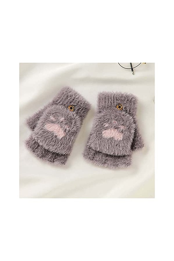 Gants sans Doigts en Tricot - Gants À Demi-Doigts pour Femmes, Pattes De Chat Mignonnes Et Froides - Gants Coupe-Vent pour Le
